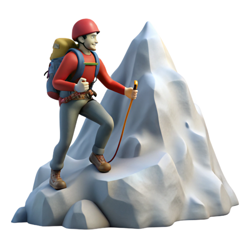 Climber Ascending Snowy Mountain Slope Isolated png
