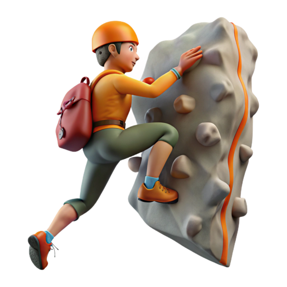 Climber Descending Rock Face Isolated Element png