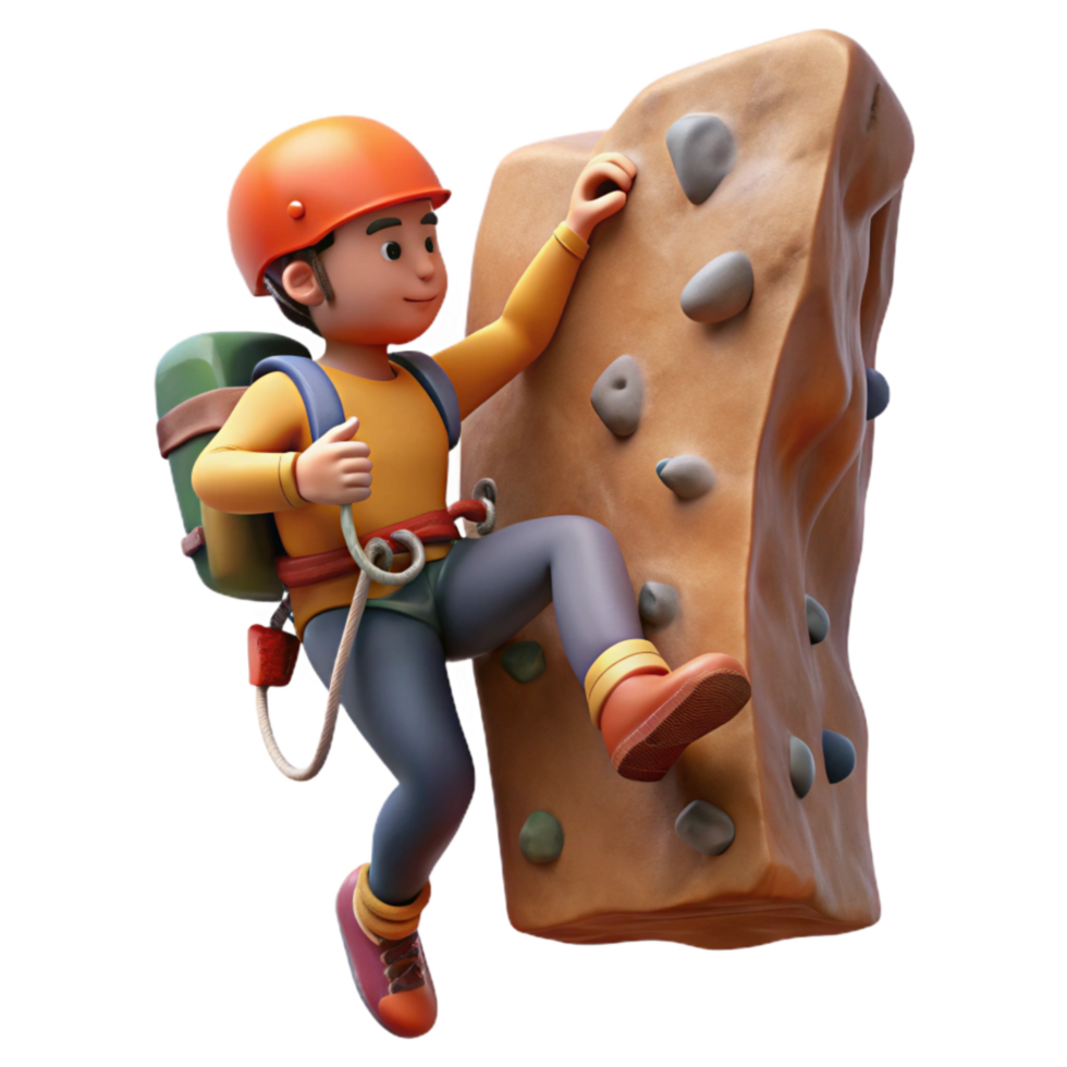 impressive rustic Climber Ascending Rock Face Cutout Element genuine png