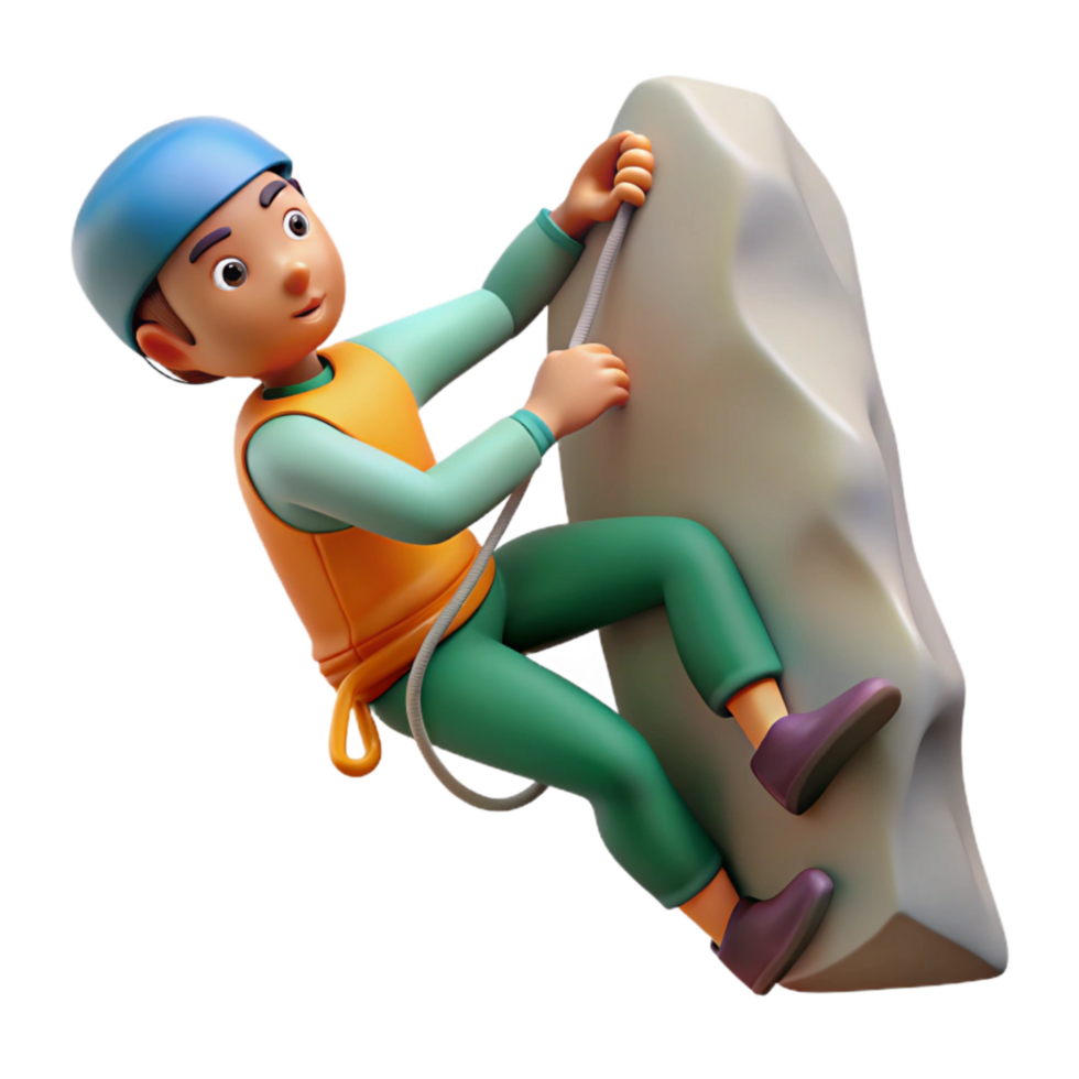 beautiful rustic Climber Reaching for Handhold on Rock Face Cutout high resolution png