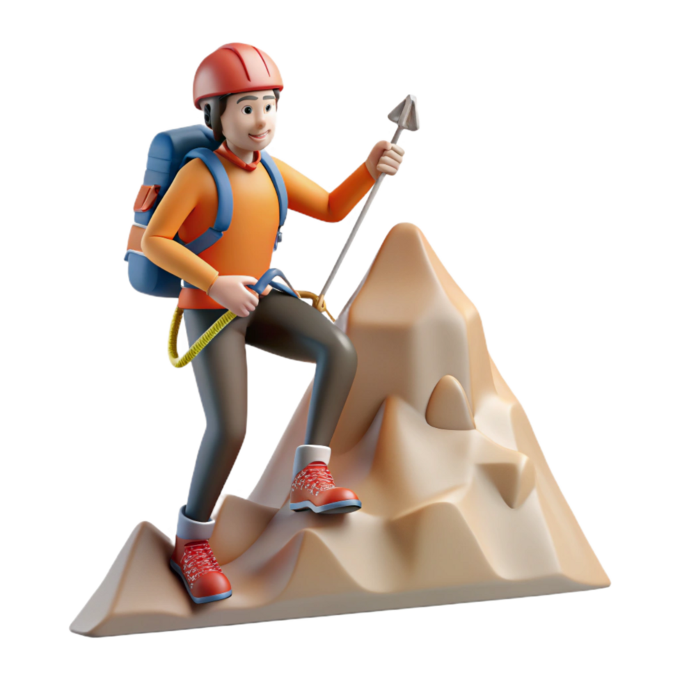 Climber Reaching Mountain Summit Transparent Background png