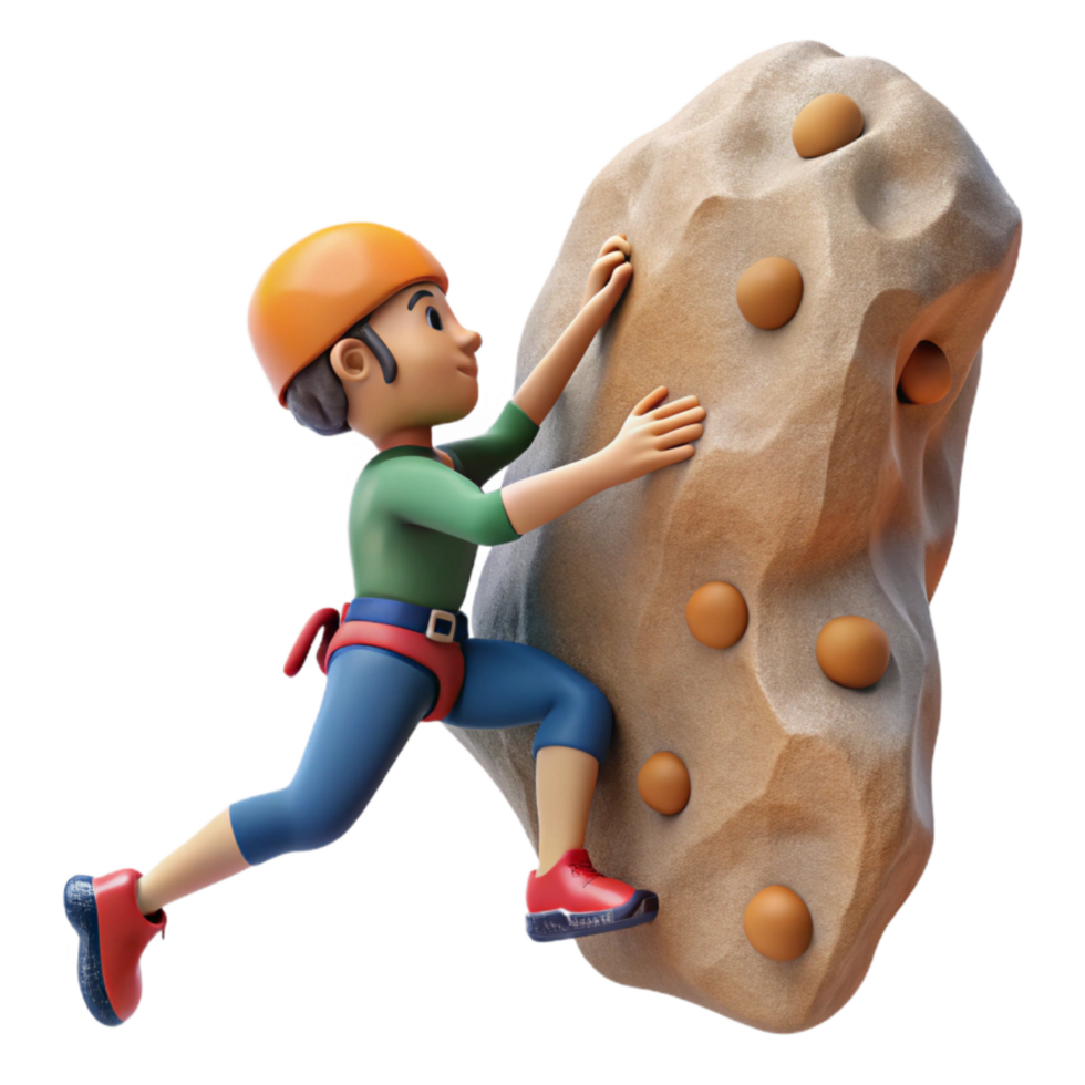 beautiful contemporary Climber Reaching for Handhold on Rock Face Cutout high quality png