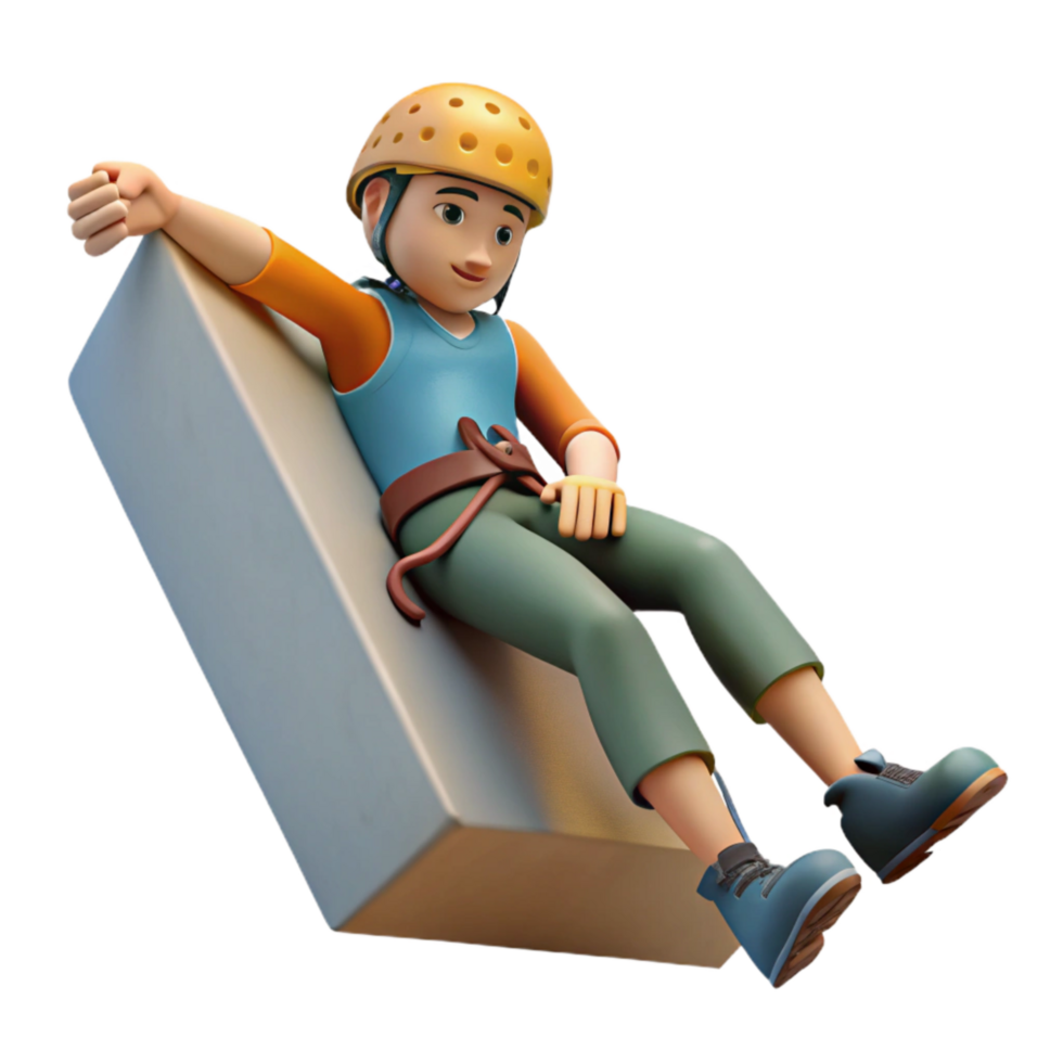 Climber Resting on Ledge High Angle View Cutout png