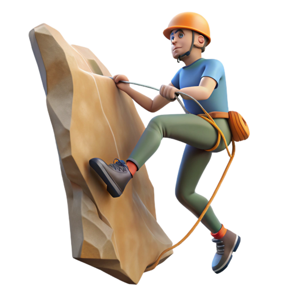 magnificent creative Climber Repelling Down Cliff Face Isolated Element premium png