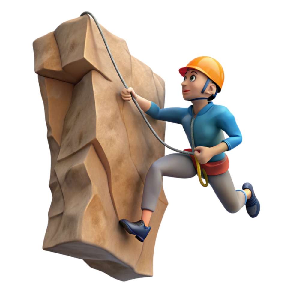 magnificent vintage Climber Repelling Down Cliff Face Isolated Element professional png