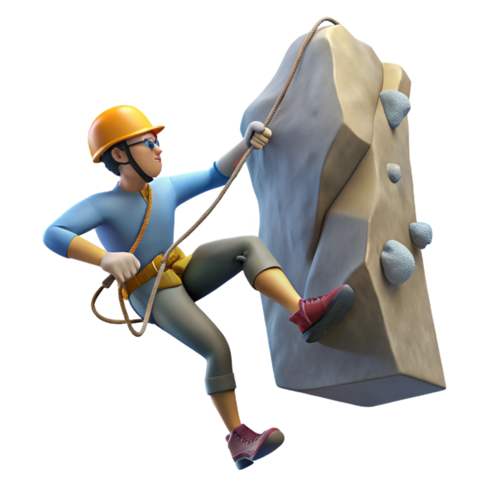 extraordinary classic Climber Repelling Down Cliff Face Isolated Element detailed png