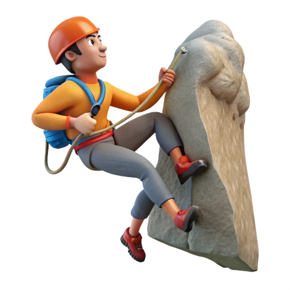 extraordinary artistic Climber Repelling Down Cliff Face Isolated Element high quality png