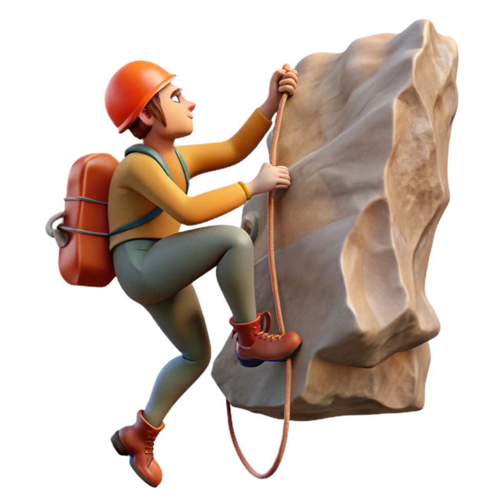 dramatic traditional Climber Repelling Down Cliff Face Isolated Element premium png