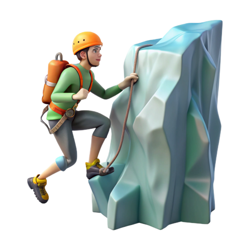 serene abstract Climber Scaling Ice Cliff Isolated Element premium png