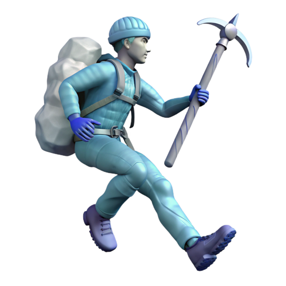 Climber with Ice Axe Silhouette Transparent Background png