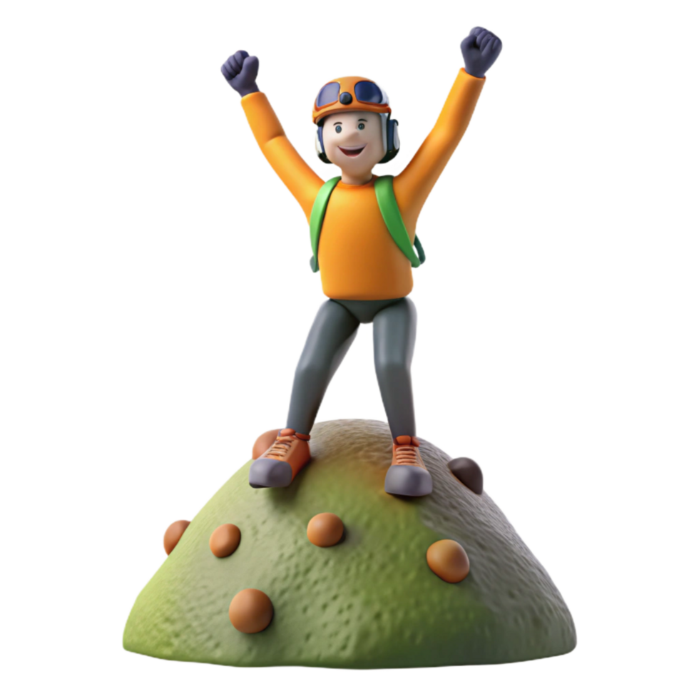 vibrant artistic Climber with Raised Arms on Summit Isolated high quality png