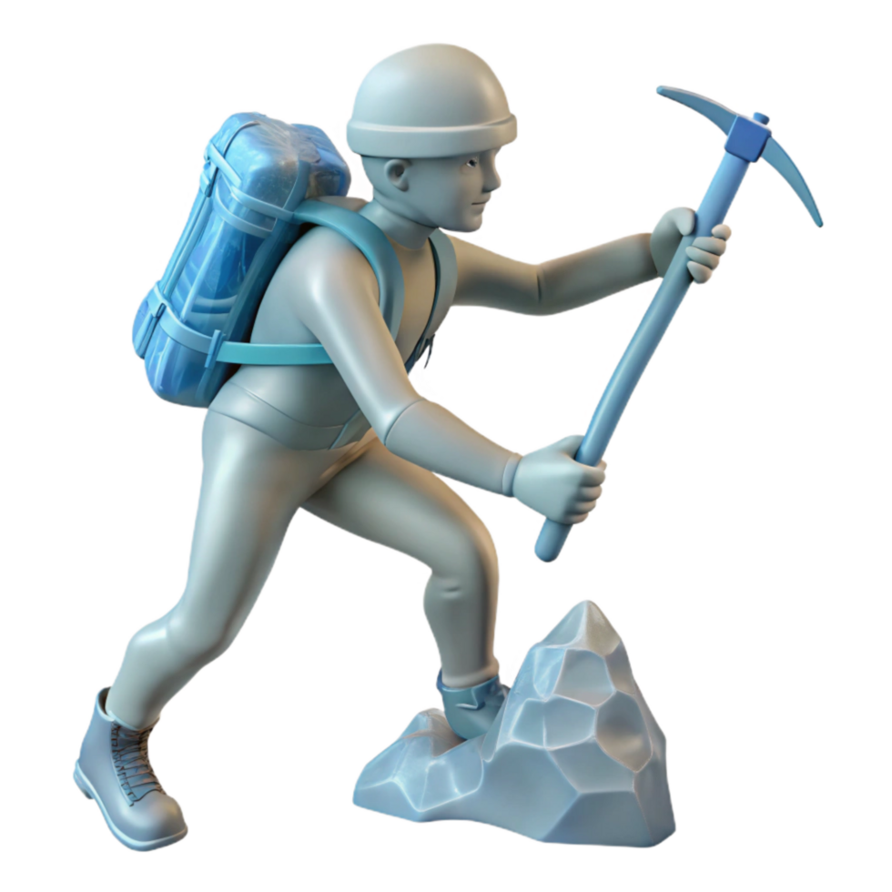 vibrant modern Climber with Ice Axe Silhouette Transparent Background png
