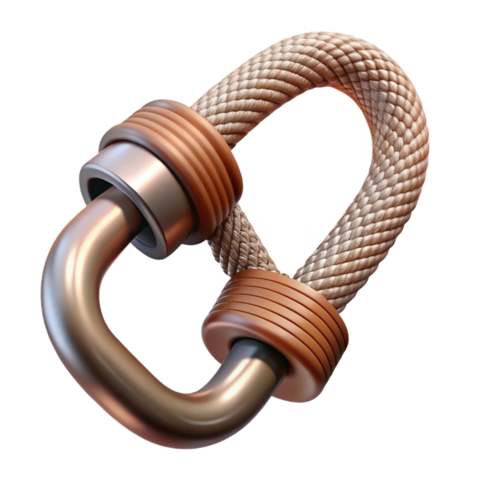 dramatic traditional Close Up of Carabiner on Rope Isolated on Transparent Background high quality png
