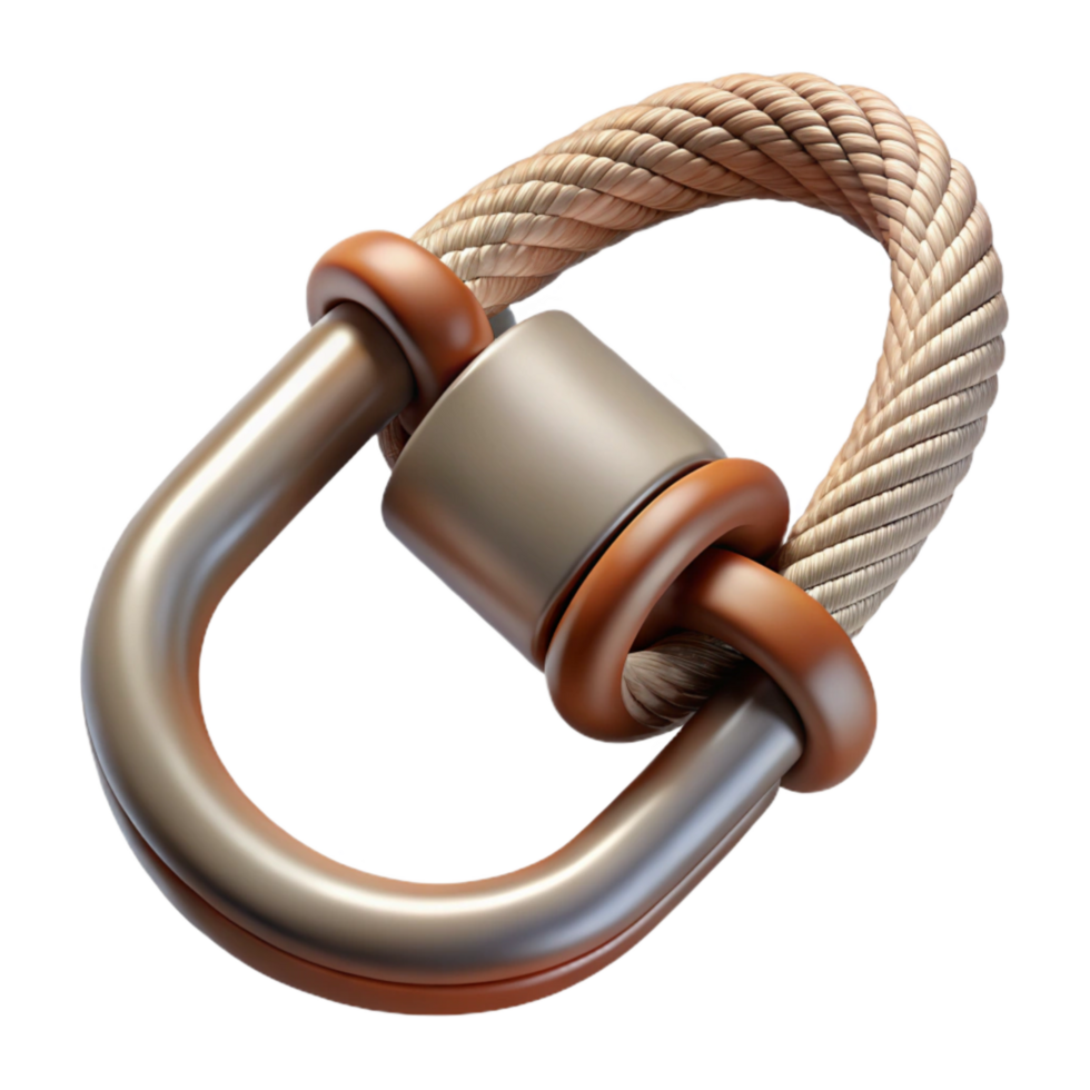 Close Up of Carabiner on Rope Isolated on Transparent Background png