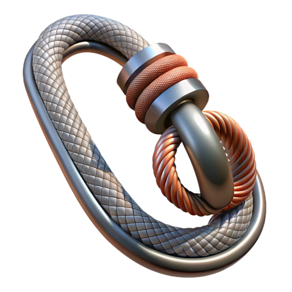 wonderful creative Close Up of Carabiner on Rope Isolated on Transparent Background exclusive png