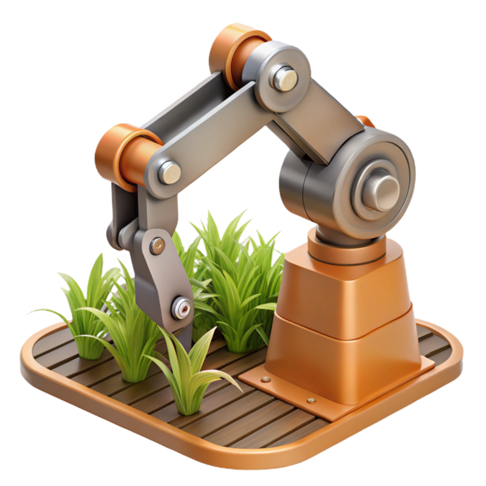 beautiful artistic Close Up of Robotic Arm Planting Seeds Isolated high resolution png