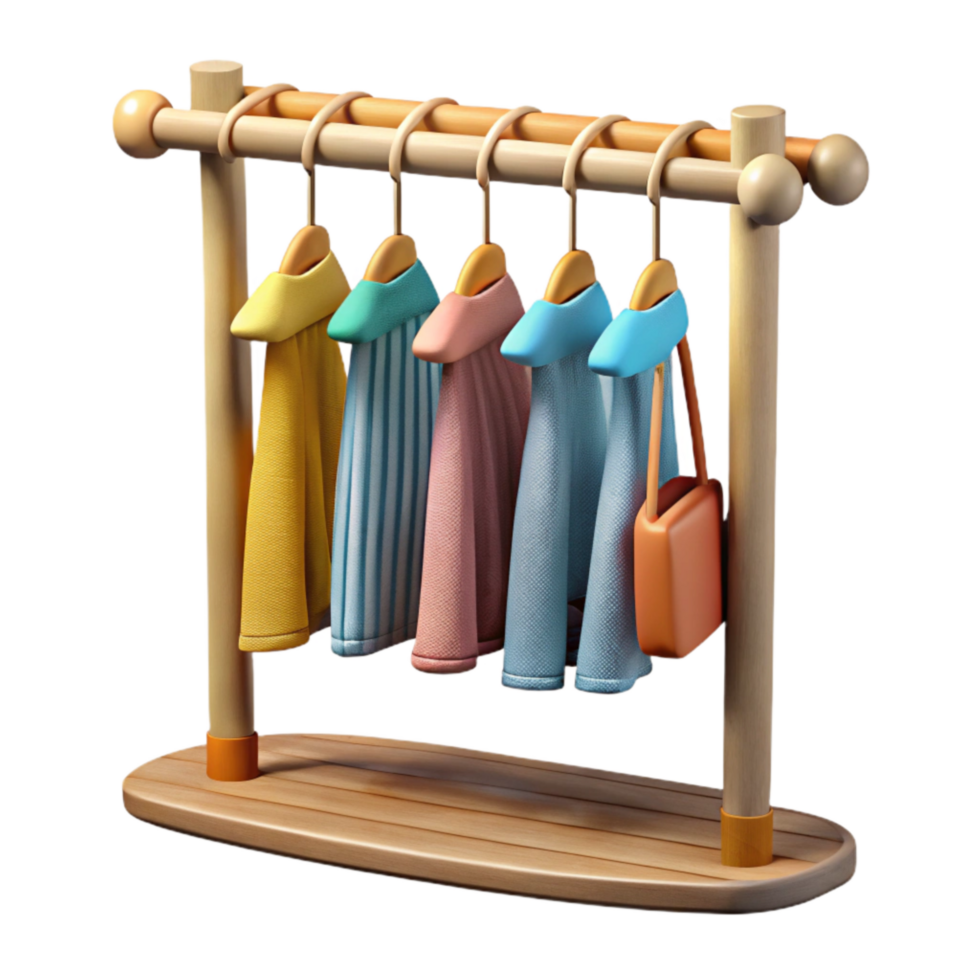 dramatic rustic Clothes Rack with Hanging Garments Cutout premium png