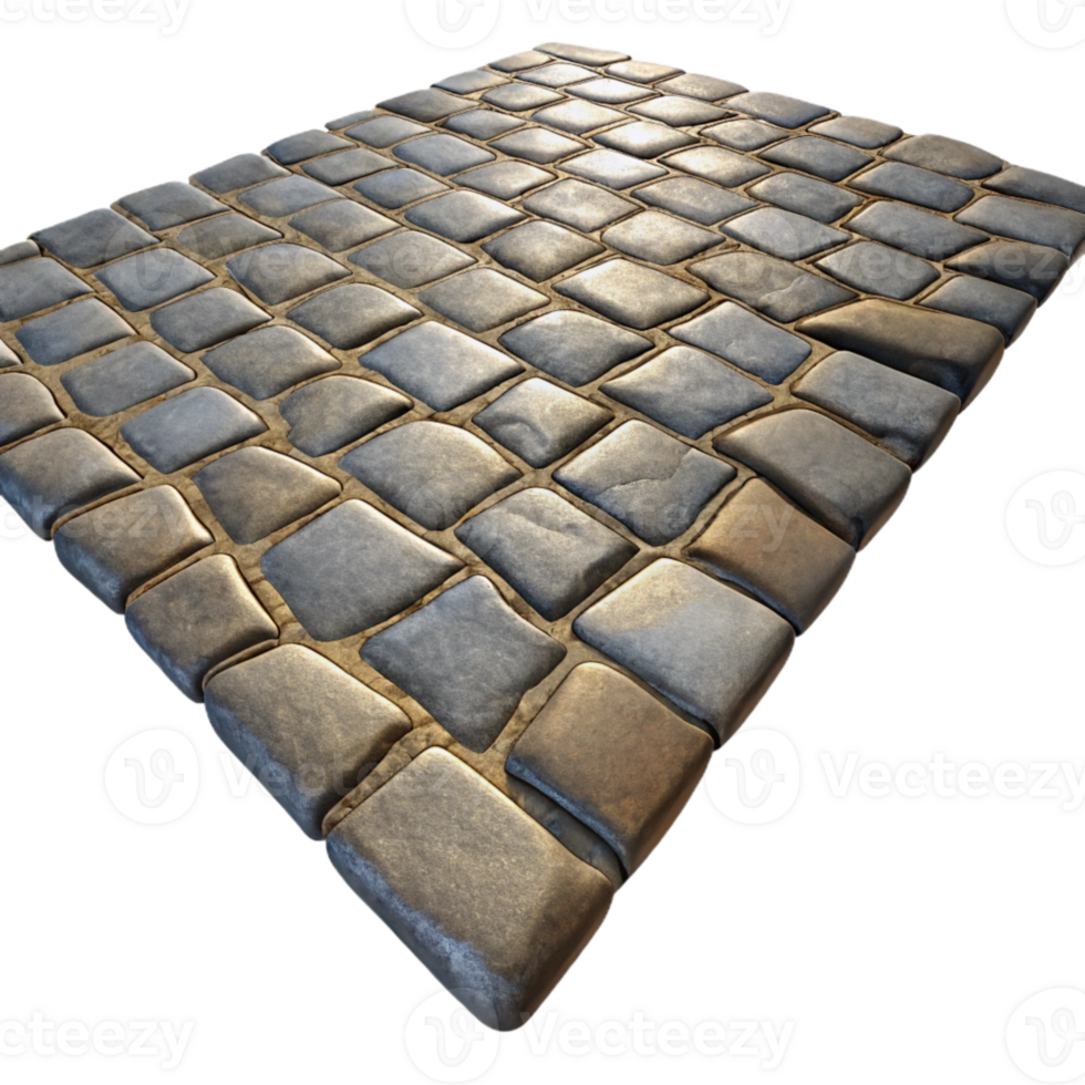 vibrant traditional Cobblestone Street Uneven Surface Transparent Background high resolution png