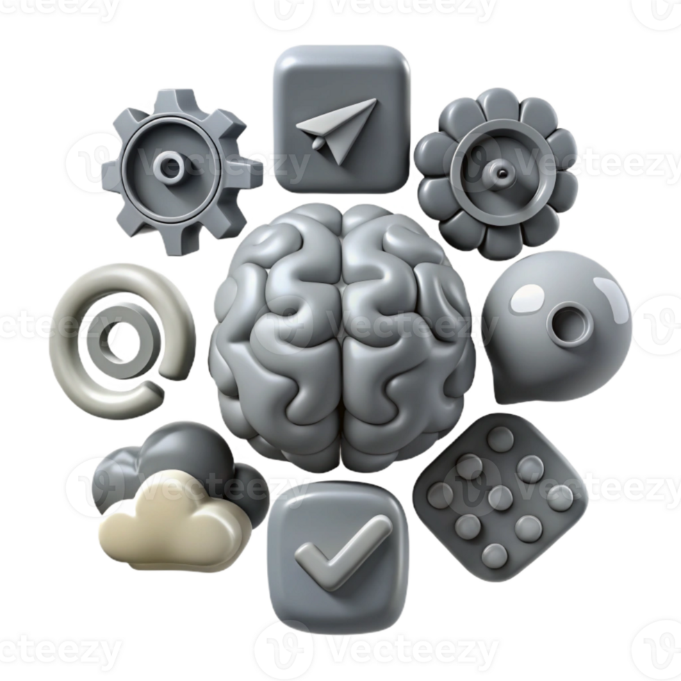 magnificent traditional Cognitive Function Icons Set Gray Cutout professional png