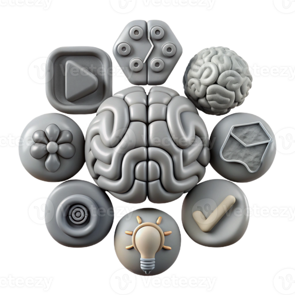 extraordinary traditional Cognitive Function Icons Set Gray Cutout professional png
