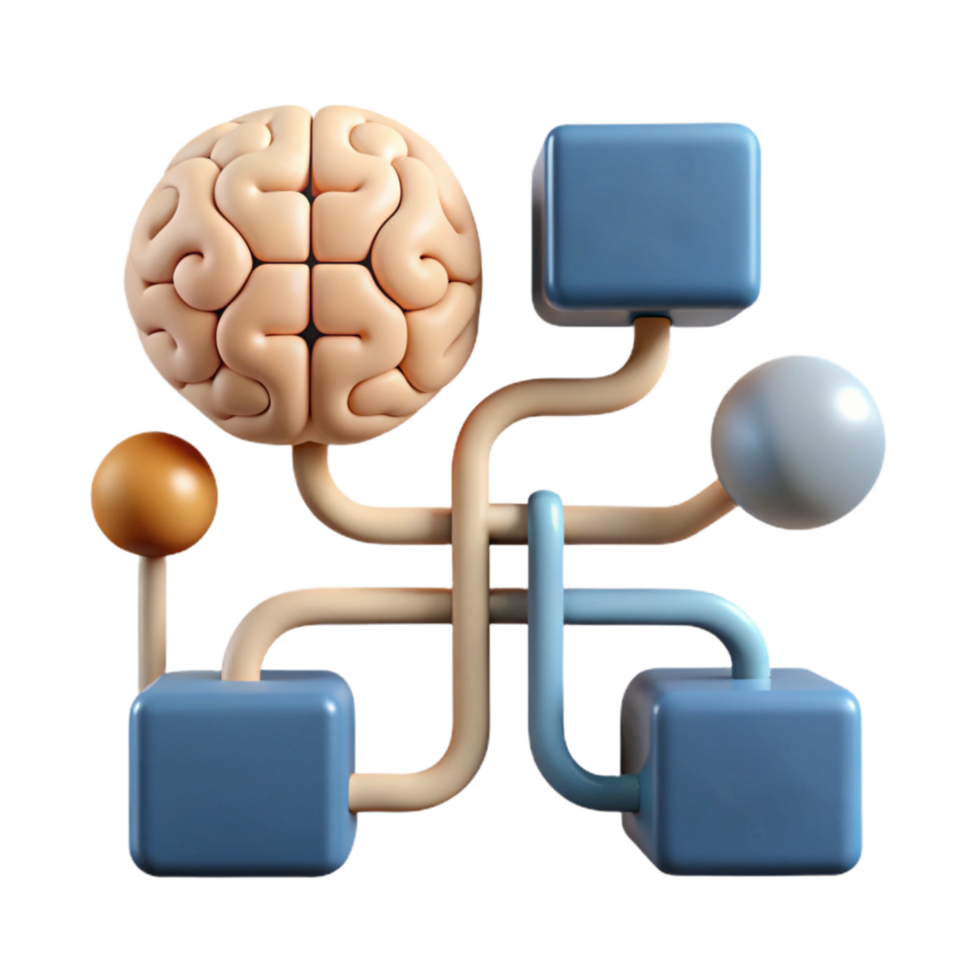 vibrant traditional Cognitive Processes Diagram Simple Style Cutout high quality png