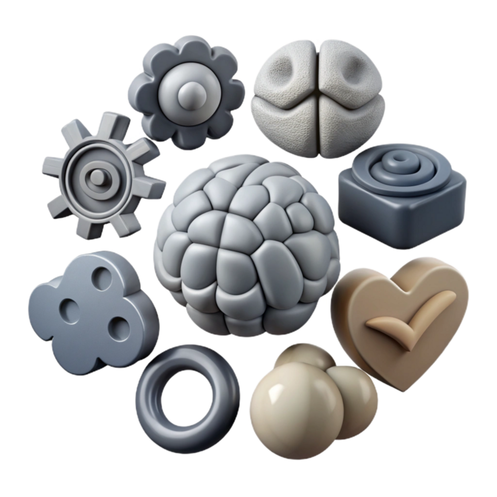 elegant minimalist Cognitive Function Icons Set Gray Cutout png