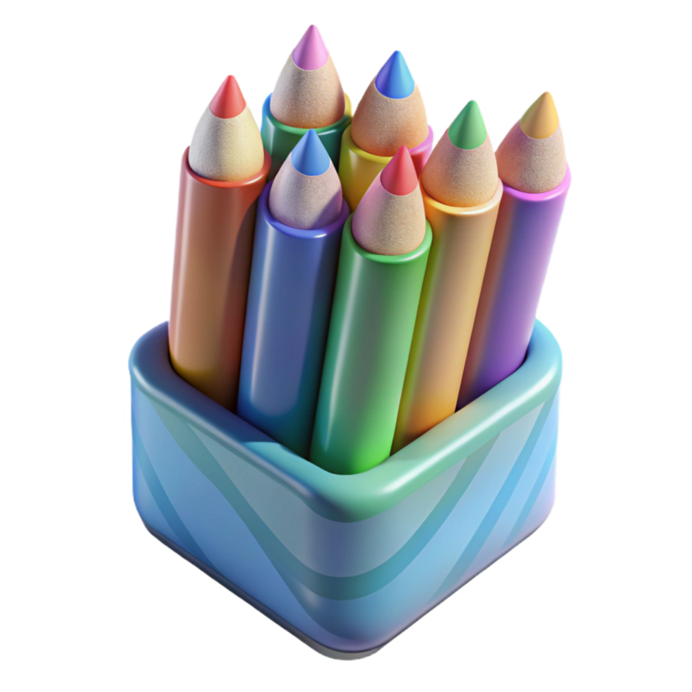 elegant rustic Colored Pencils Set Transparent Background high quality png