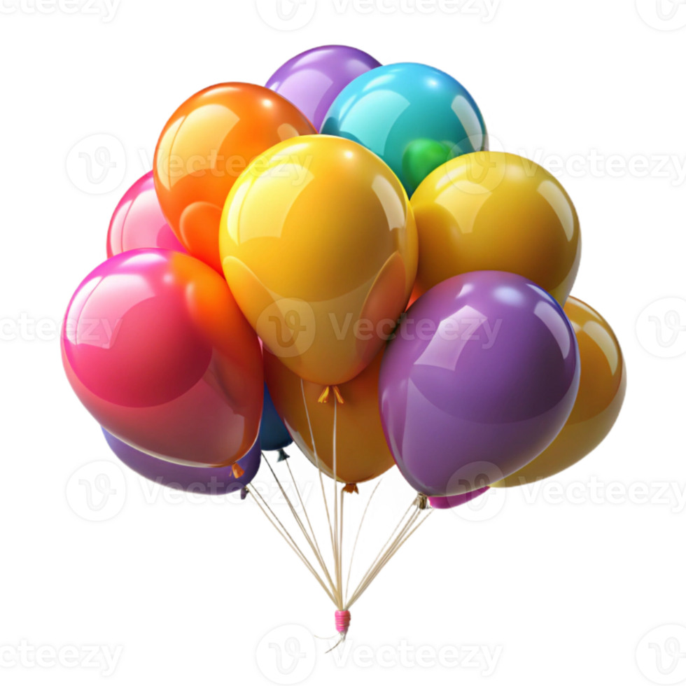 stunning contemporary Colorful Balloons Bunch Isolated on Transparent Background professional png