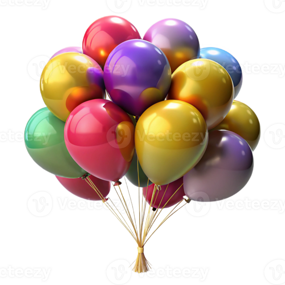 wonderful traditional Colorful Balloons Bunch Isolated on White genuine png