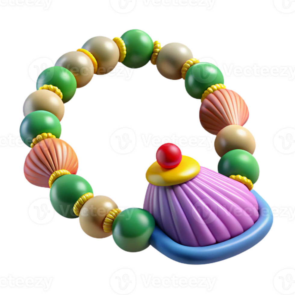 impressive classic Colorful Beaded Anklet with Shell Accents Isolated high resolution png