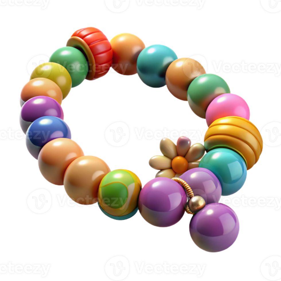 stunning classic Colorful Beaded Bracelet with Charms Isolated authentic png