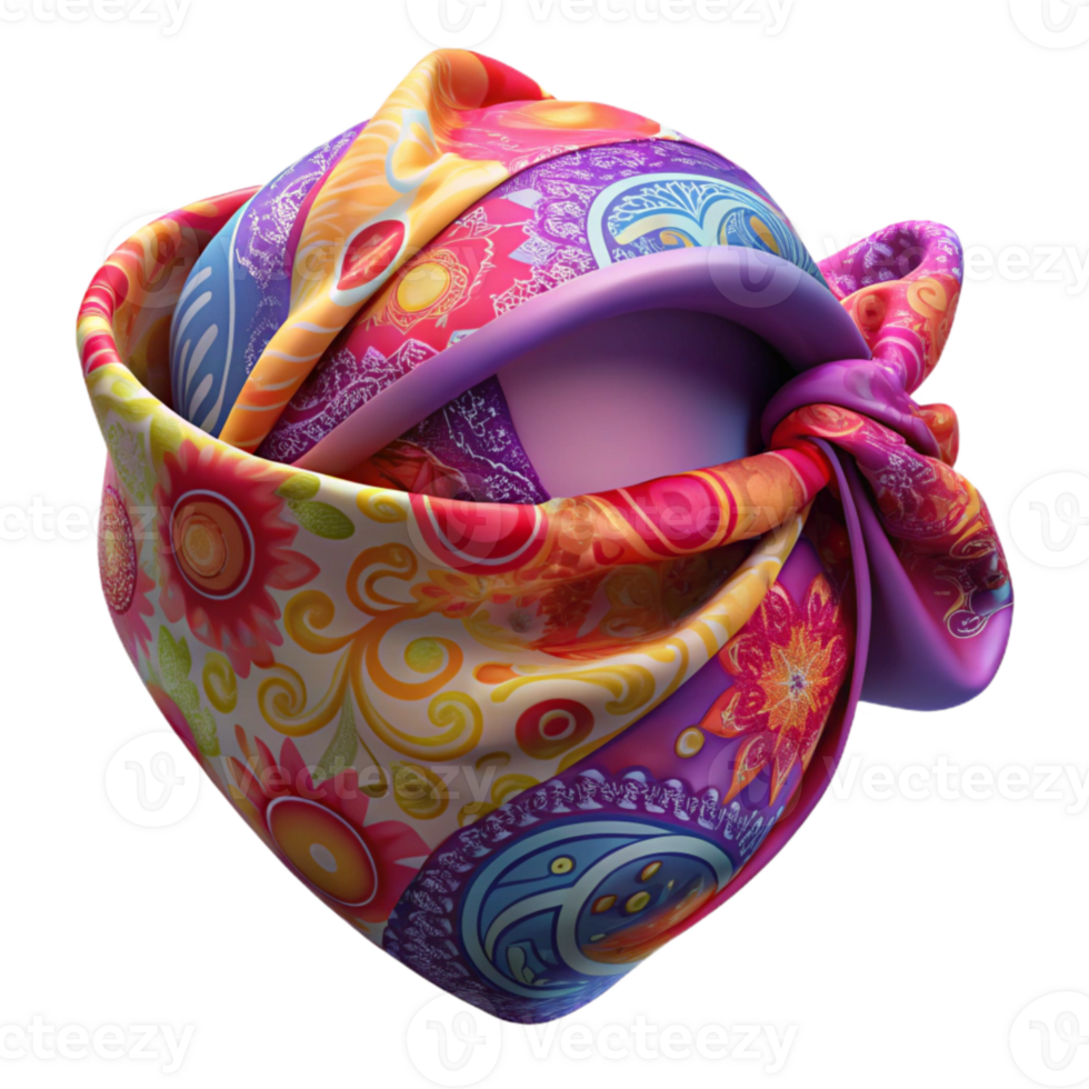 magnificent creative Colorful Bandana Paisley Print Cutout Transparent Background detailed png