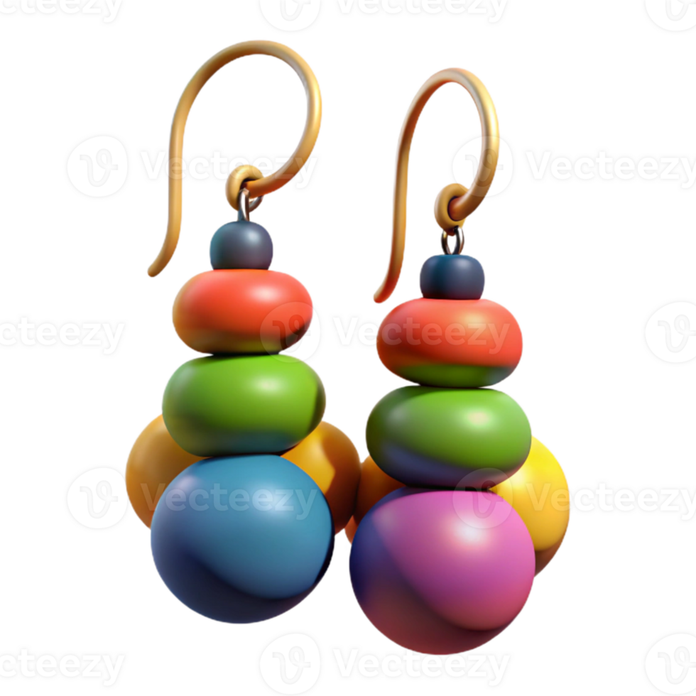 vibrant abstract Colorful Beaded Earrings with Hooks Isolated professional png