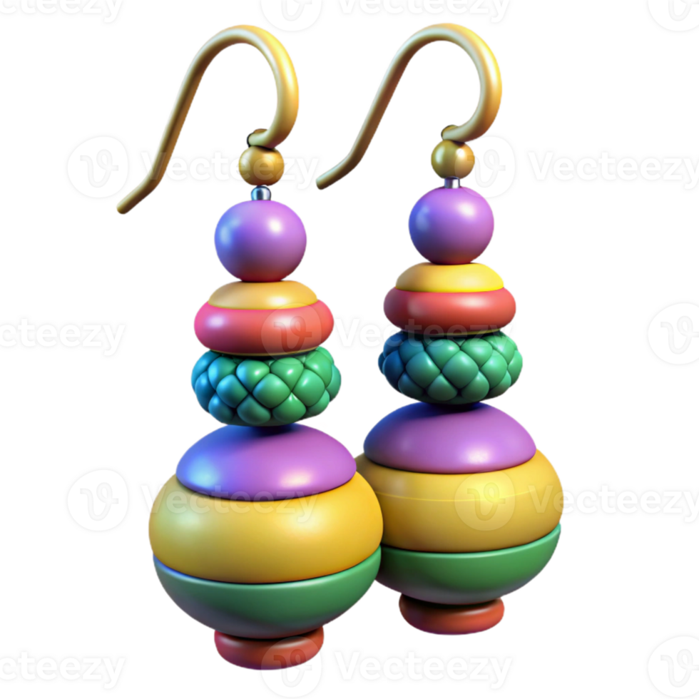 stunning creative Colorful Beaded Earrings with Hooks Isolated professional png