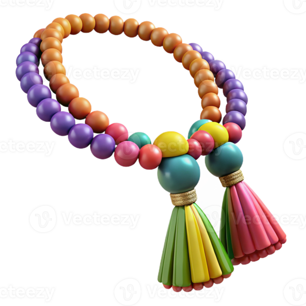 magnificent minimalist Colorful Beaded Necklace with Tassels Isolated high resolution png