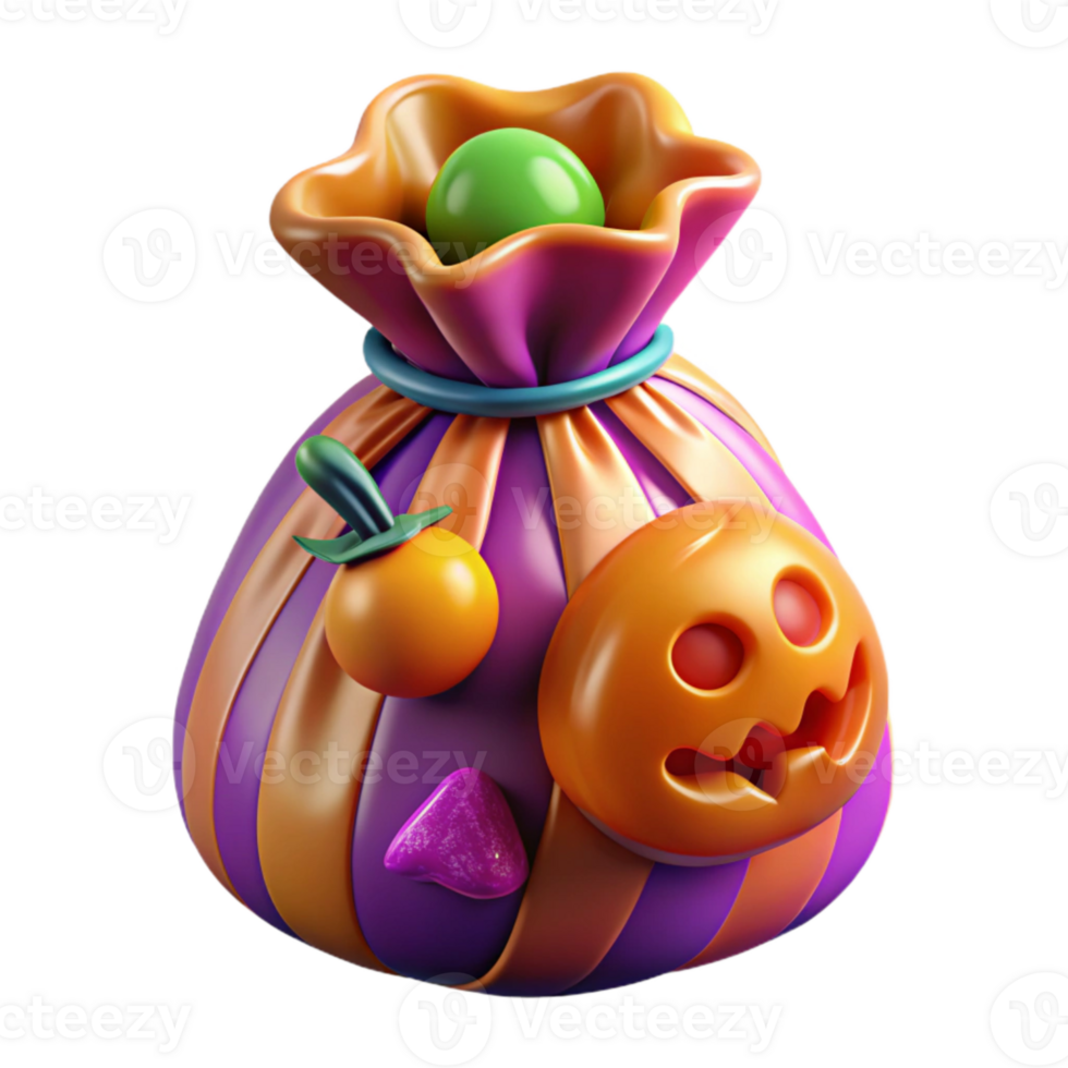 stunning artistic Colorful Candy Bag Packaging Design with Halloween Theme Cutout high resolution png