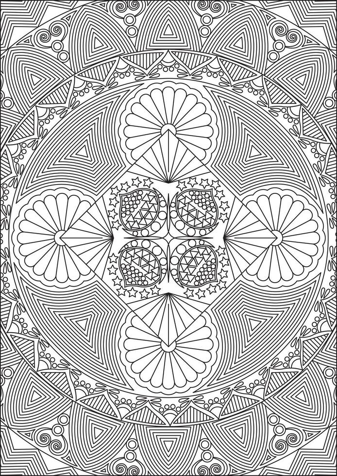 Abstract Outline Mandala Adult Coloring Page Printable vector