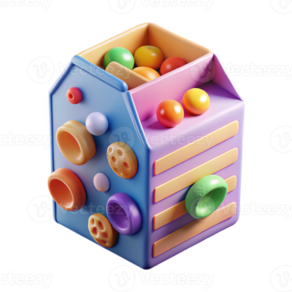 vibrant artistic Colorful Cereal Box Packaging Design with Cartoon Characters Isolated png