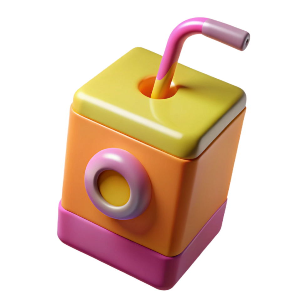 magnificent modern Colorful Juice Box with Straw Hole Cutout premium png