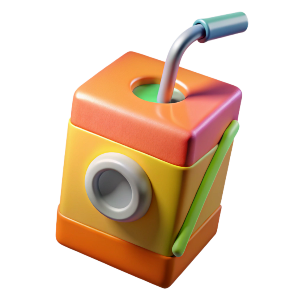 magnificent artistic Colorful Juice Box with Straw Hole Cutout high resolution png