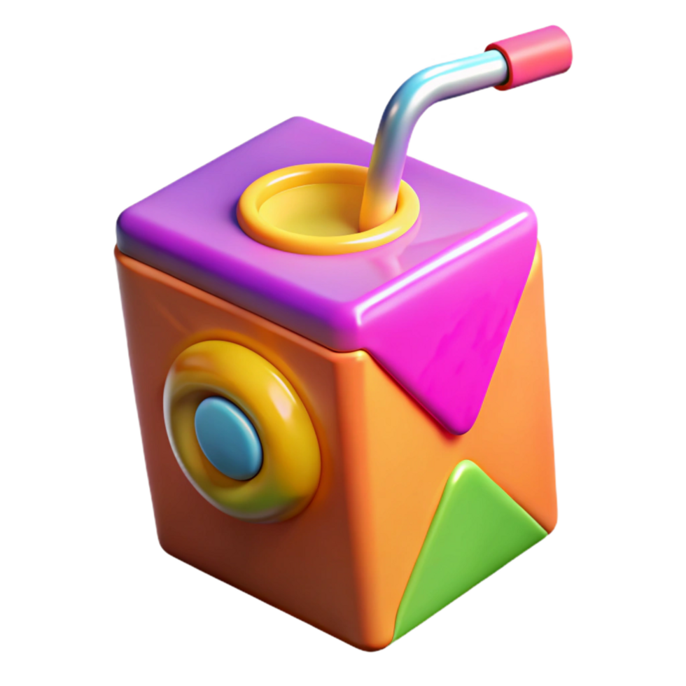 elegant vintage Colorful Juice Box with Straw Hole Cutout exclusive png