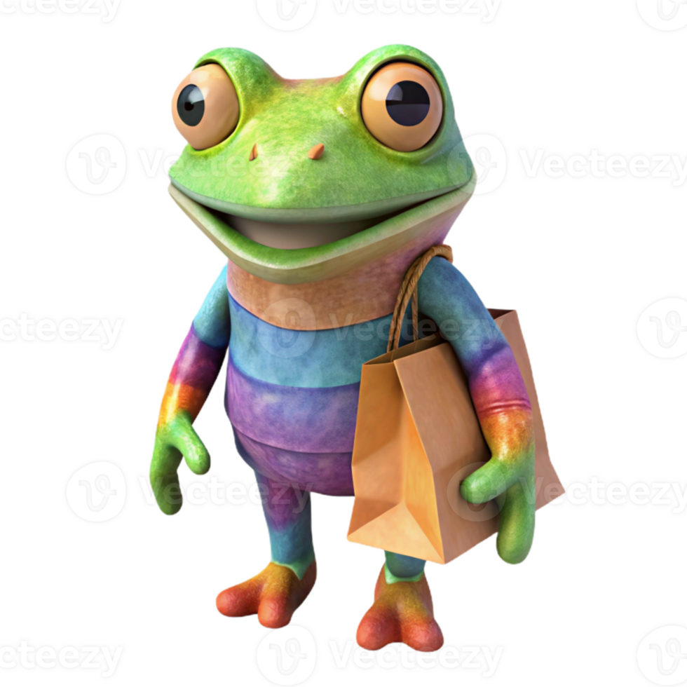 dramatic creative Colorful Paper Bag Puppet Frog Cutout premium png