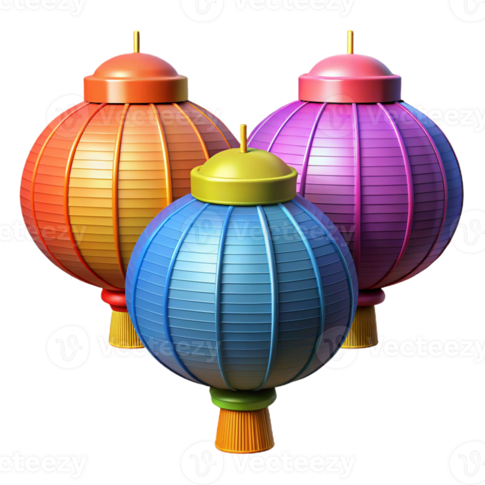 magnificent classic Colorful Paper Lanterns Festival Decoration Cutout high quality png