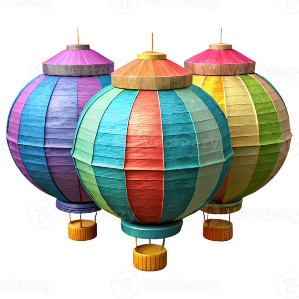 beautiful minimalist Colorful Paper Lanterns Festival Decoration Cutout premium png