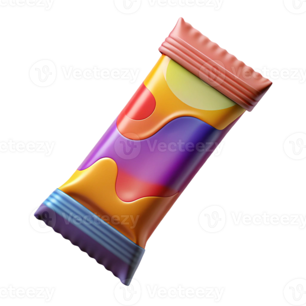 vibrant vintage Colorful Snack Bar Wrapper with Nutritional Information Isolated genuine png