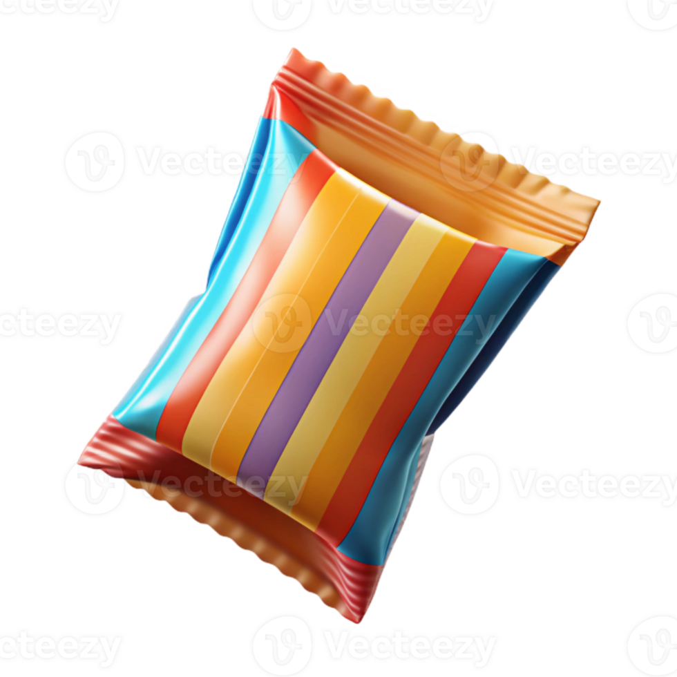 vibrant classic Colorful Snack Packaging Design with Stripes Transparent Background authentic png