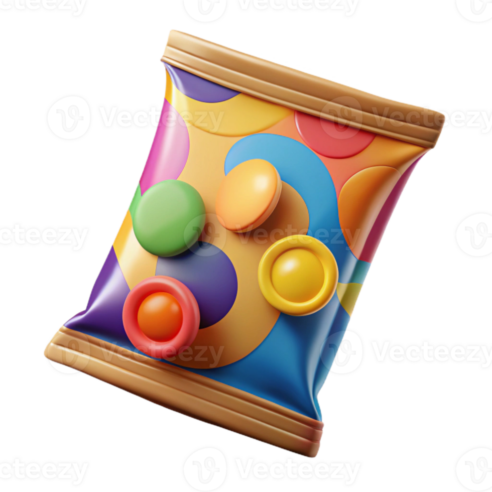 vibrant minimalist Colorful Snack Packaging Design with Stripes Transparent Background high quality png