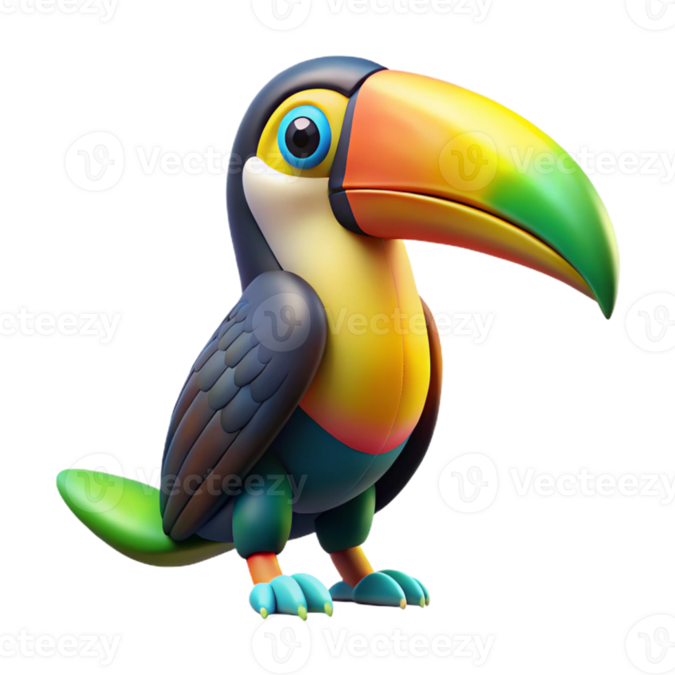 wonderful modern Colorful Toucan Perched Isolated on Transparent Background png