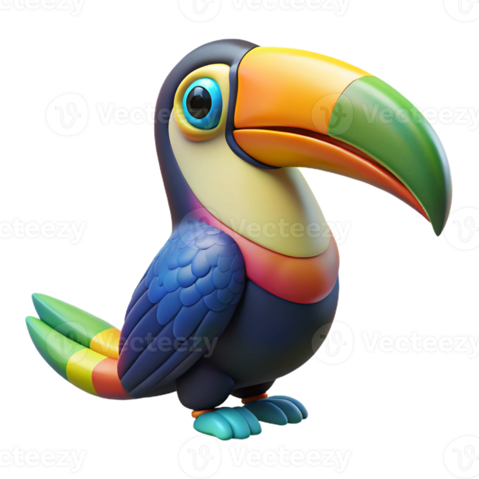 wonderful minimalist Colorful Toucan Perched Isolated on Transparent Background original png