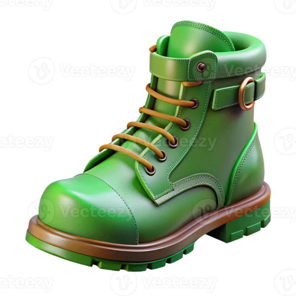 stunning modern Combat Boots Green Leather Side View Cutout Transparent Background high resolution png